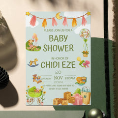 Editable Jungle Safari Baby Shower Invitation | Green Theme | Printable Digital Download | Corjl Template