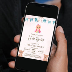 Editable Minimalist Baby Shower Invitation | Cute Baby Theme | Instant Download | Corjl Template