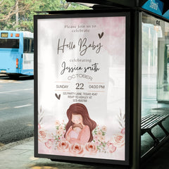 Editable Elegant Watercolor Baby Shower Invitation | Mom & Baby Theme | Instant Download | Corjl Template