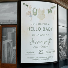 Editable Elegant Baby Shower Invitation | Neutral & Minimalist | Digital Download | Corjl Template
