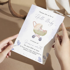 Editable Elegant Watercolor Baby Shower Invitation | Minimalist & Cute | Digital Download | Corjl Template