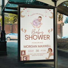 Editable Elegant Neutral Baby Shower Invitation | Printable Digital Download | Corjl Template