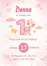 Editable Baby's 1st Birthday Invitation | Cute & Whimsical | Instant Download | Corjl Template