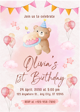 Editable Baby's 1st Birthday Invitation | Cute & Whimsical | Instant Download | Corjl Template