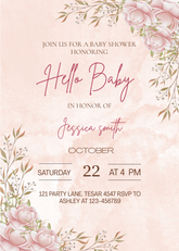 Editable Blush Pink Baby Shower Invitation | Elegant Floral Theme | Instant Download | Corjl Template