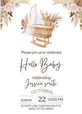 Editable Boho Baby Shower Invitation | Neutral Theme | Digital Download | Corjl Template