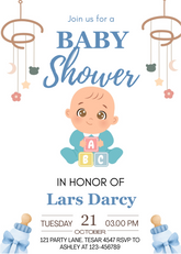 Editable Elegant Blue Baby Shower Invitation | Digital Download | Corjl Template