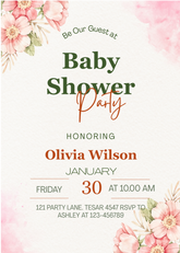 Editable Elegant Floral Baby Shower Invitation | Pink & Green | Digital Download | Corjl Template