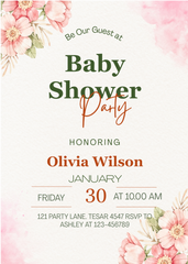 Editable Elegant Floral Baby Shower Invitation | Pink & Green | Digital Download | Corjl Template