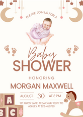 Editable Elegant Neutral Baby Shower Invitation | Printable Digital Download | Corjl Template