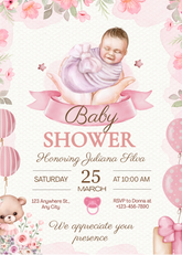 Editable Elegant Watercolor Baby Shower Invitation | Cute Baby Theme | Instant Download | Corjl Template