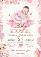 Editable Elegant Watercolor Baby Shower Invitation | Cute Baby Theme | Instant Download | Corjl Template
