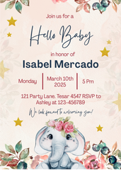 Editable Floral Baby Shower Invitation | Printable Digital Download | Corjl Template