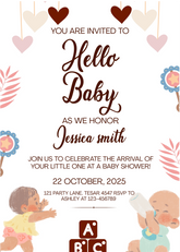 Editable "Hello Baby" Baby Shower Invitation | Cute & Playful Baby Theme | Instant Digital Download | Corjl Template