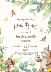 Editable "Hello Baby" Baby Shower Invitation | Printable Digital Download | Corjl Template