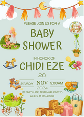 Editable Jungle Safari Baby Shower Invitation | Green Theme | Printable Digital Download | Corjl Template