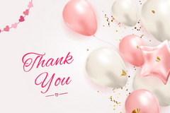 Editable Pink & White Balloon Thank You Card | Heartfelt & Cheerful | Corjl Template | Printable Digital Download