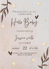 Editable Rustic Boho Baby Shower Invitation | Neutral Beige & Brown Floral Design | Instant Download | Corjl Template
