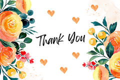 Editable Vibrant Yellow & Orange Floral Thank You Card | Digital Download | Corjl Template