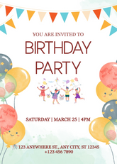 Editable Whimsical Birthday Party Invitation | Hand-Painted Watercolor Design | Instant Download | Corjl Template