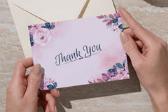 Editable Romantic Watercolor Thank You Card | Corjl Template | Digital Download