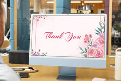 Editable Rose & Violet Floral Thank You Card | Butterfly Accents | Corjl Template | Instant Download