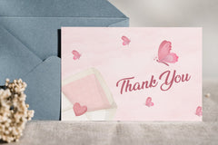 Editable Pink Butterfly Thank You Card | Elegant & Whimsical | Corjl Template | Instant Download