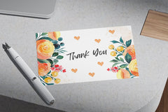 Editable Vibrant Yellow & Orange Floral Thank You Card | Digital Download | Corjl Template