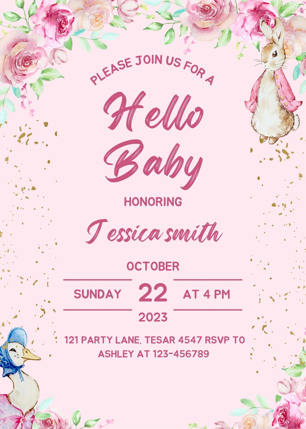 Editable Gender Reveal Invitation | Baby Shower | He or She | Blue or Pink | Corjl Template