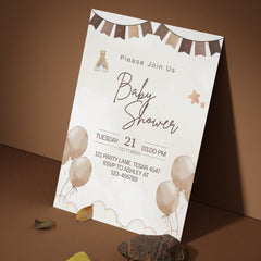 Editable Boho Baby Shower Invitation | Neutral Theme | Digital Download | Corjl Template