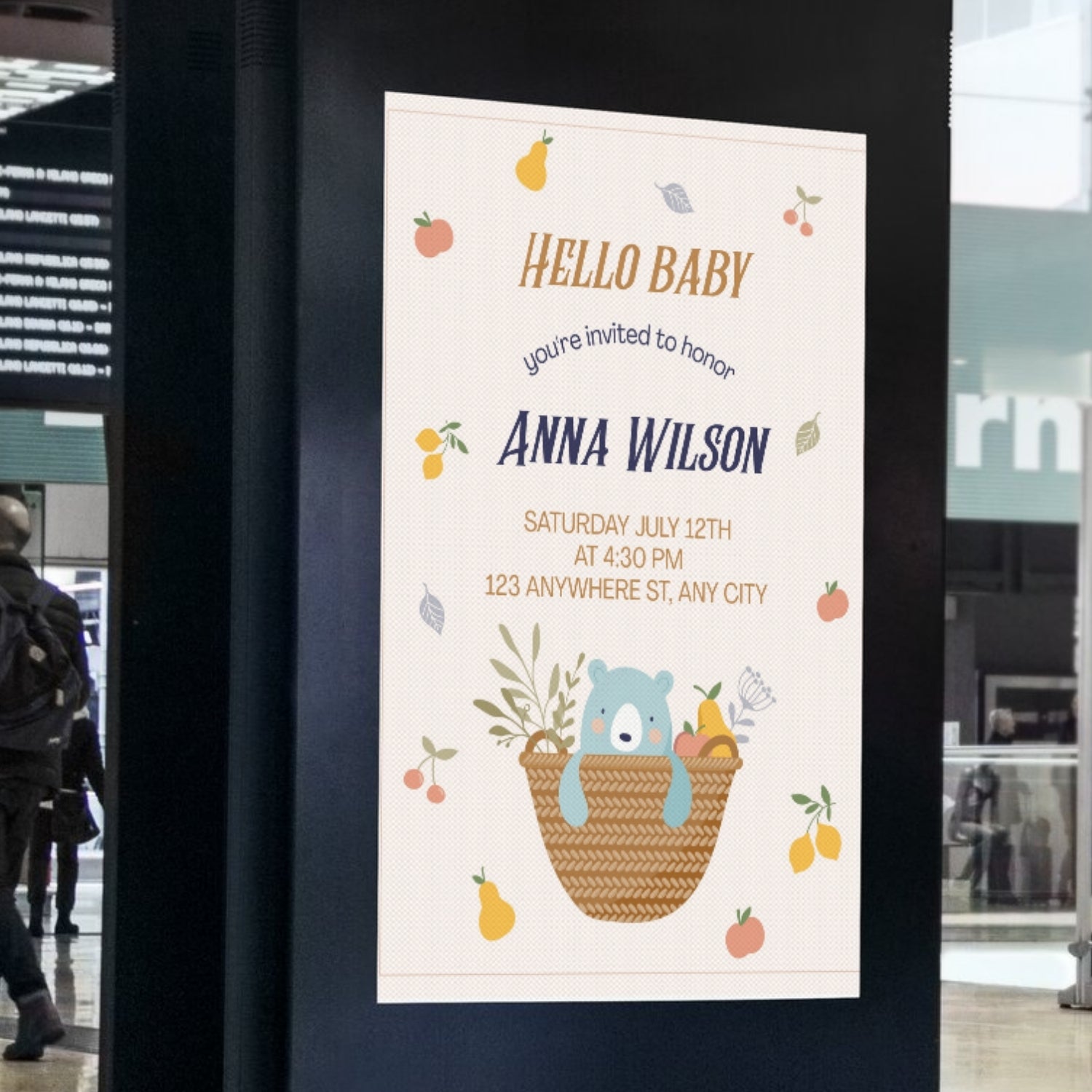 Editable Adorable Bear Baby Shower Invitation | Neutral Theme | Instant Download | Corjl Template