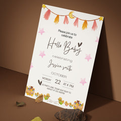 Editable Adorable Baby Shower Invitation | Hand-Drawn Stars & Toys | Instant Digital Download | Corjl Template