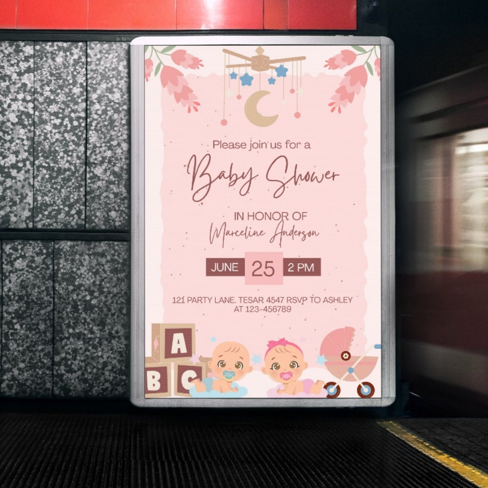 Editable Elegant Baby Shower Invitation | Printable Digital Download | Corjl Template