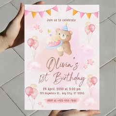 Editable Baby's 1st Birthday Invitation | Cute & Whimsical | Instant Download | Corjl Template