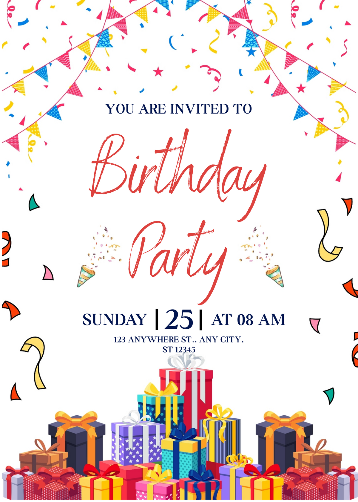 Editable Colorful Birthday Party Invitation | Fun & Festive | Instant Download | Corjl Template