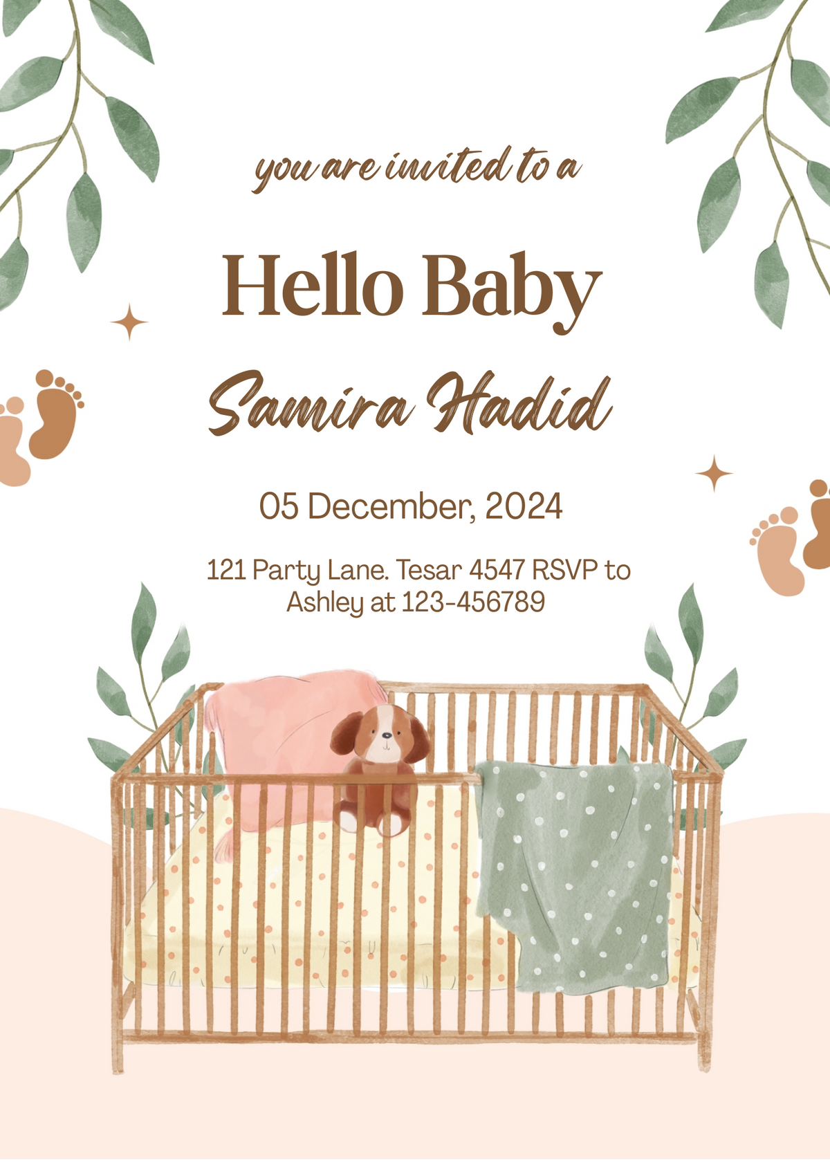 Editable Earthy Boho Baby Shower Invitation | Neutral Theme | Digital Download | Corjl Template