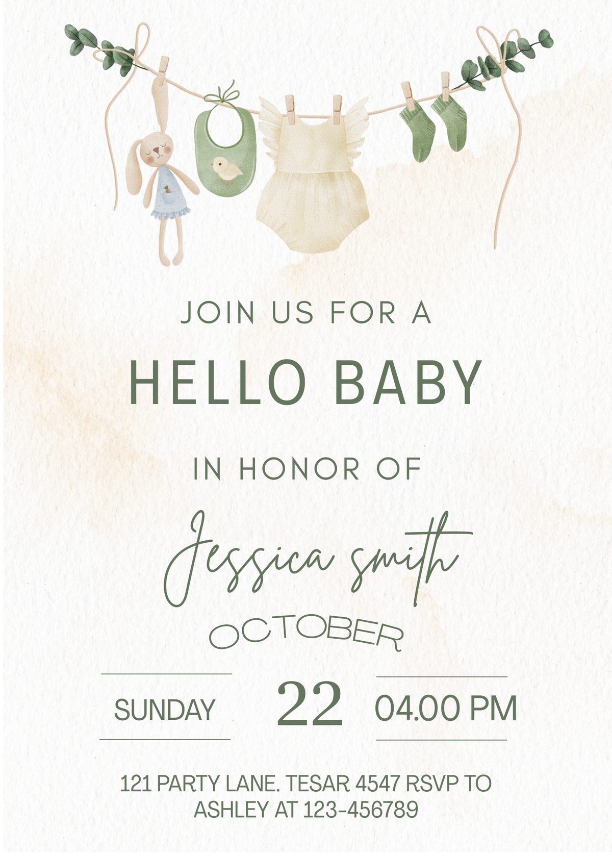 Editable Elegant Baby Shower Invitation | Neutral & Minimalist | Digital Download | Corjl Template