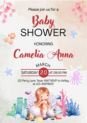 Editable Elegant Floral Baby Shower Invitation | Minimalist Design | Digital Download | Corjl Template