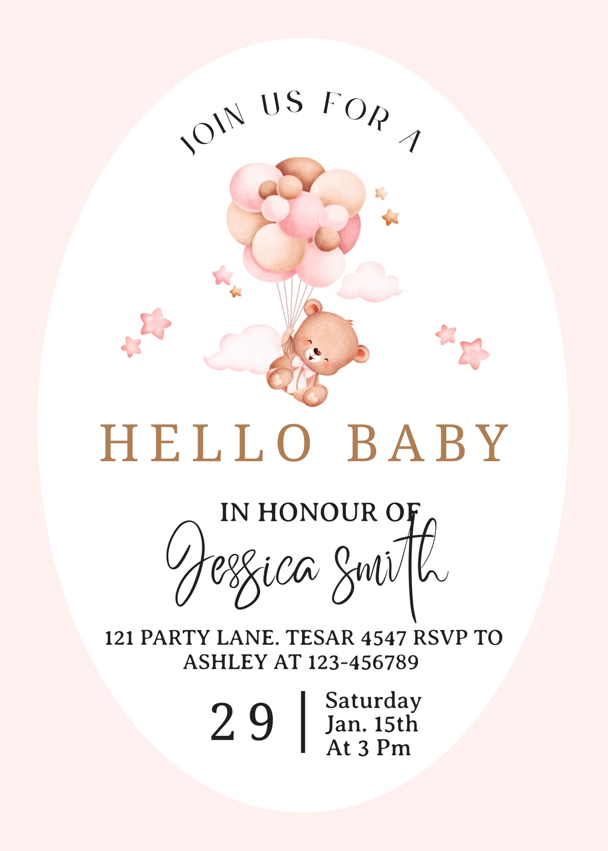 Editable Personalized Baby Shower Invitation | Printable Digital Download | Corjl Template
