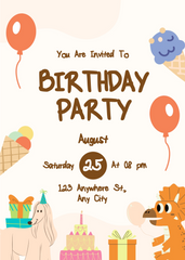 Editable Playful Ice Cream & Animal-Themed Birthday Invitation | Digital Download | Corjl Template