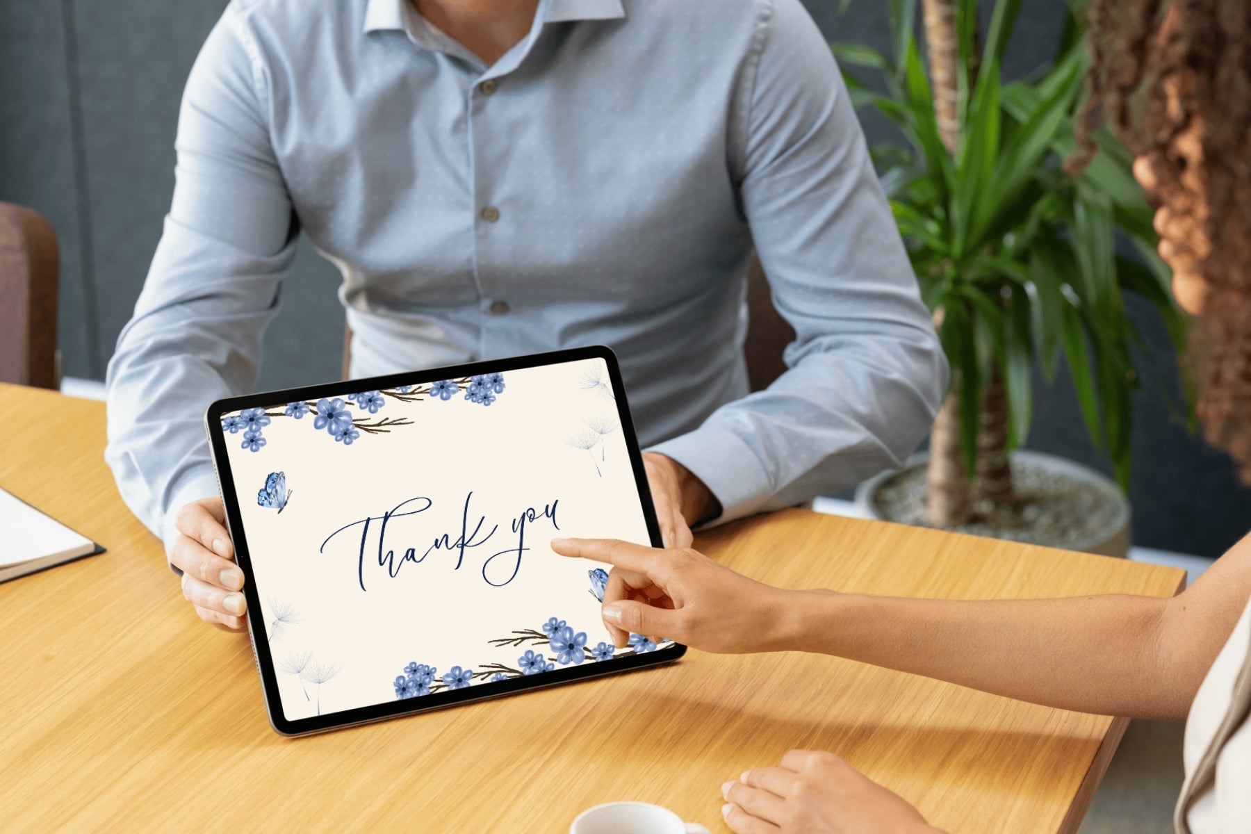 Editable Minimalist Blue Floral Thank You Card | Digital Download | Corjl Template