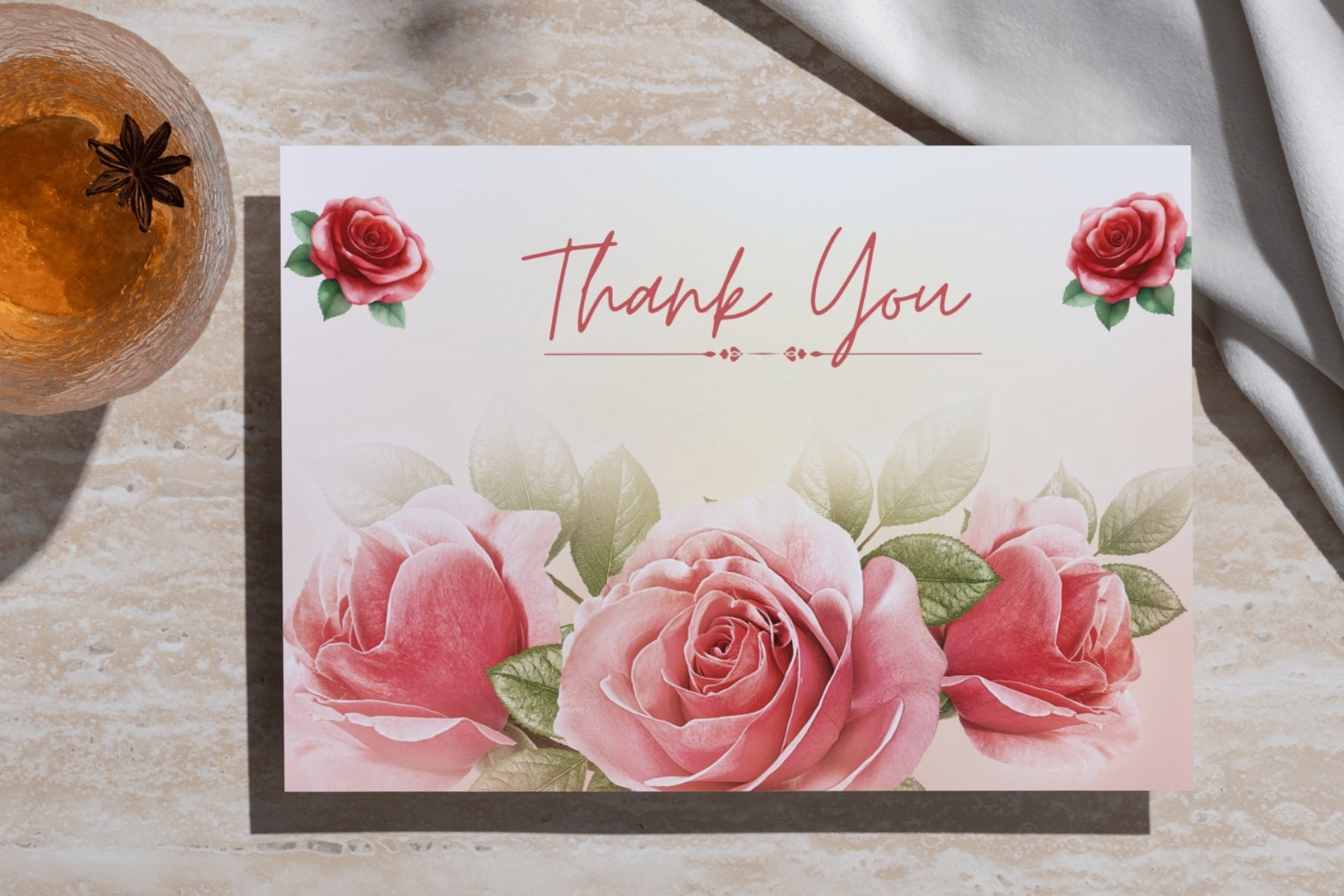 Editable Elegant Floral Thank You Card | Corjl Template | Digital Download