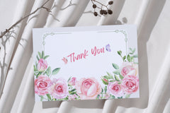 Editable Elegant Floral Thank You Card | 6x4” | Corjl Template | Digital Download