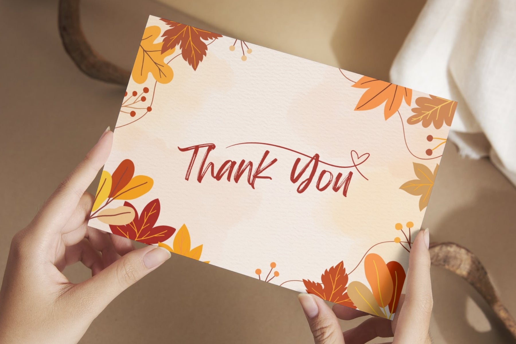 Editable Autumn Leaves Thank You Card | Fall Aesthetic | Corjl Template | Instant Download