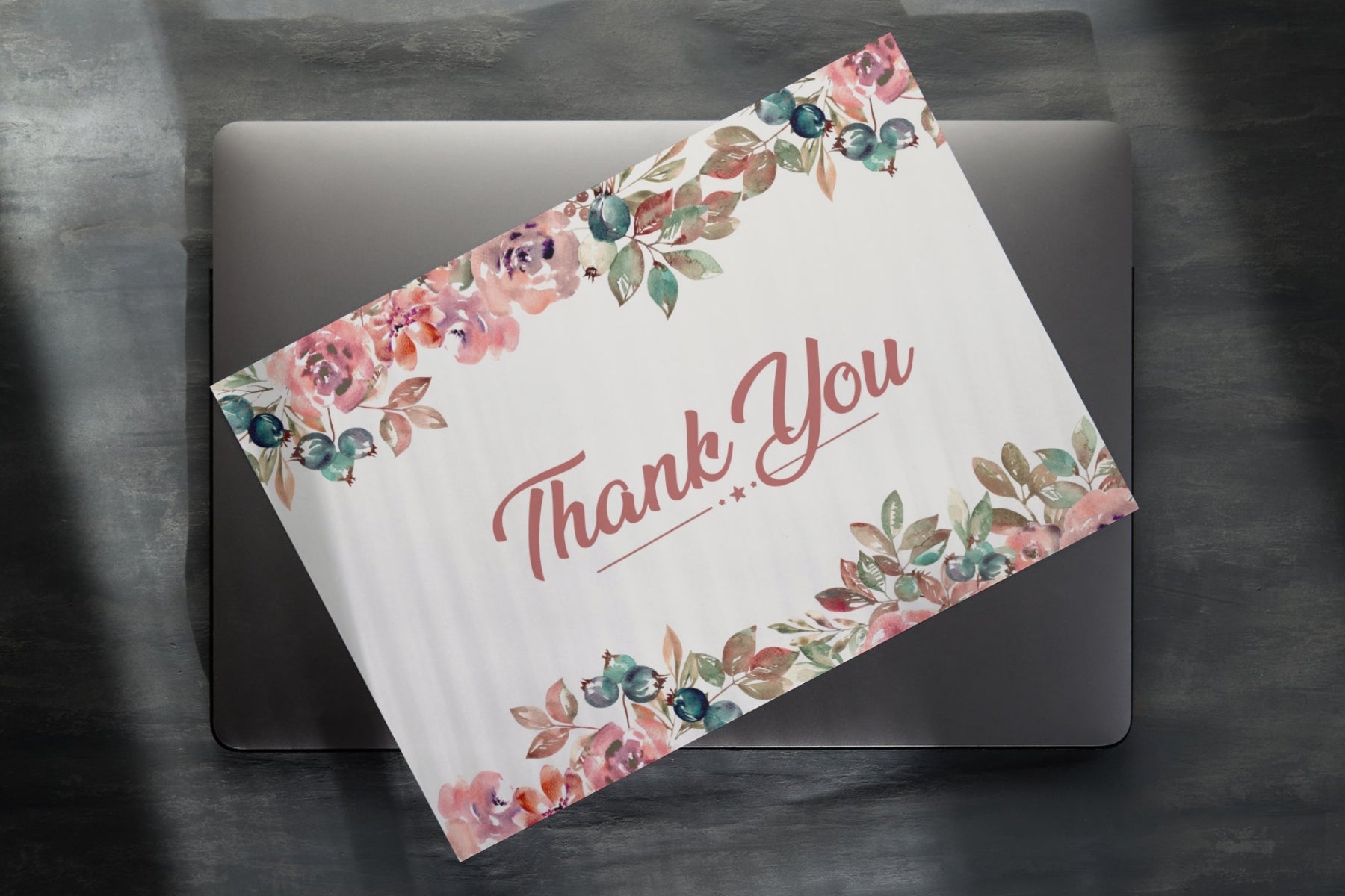 Editable Elegant Floral Thank You Card | Watercolor Design | Corjl Template | Instant Download