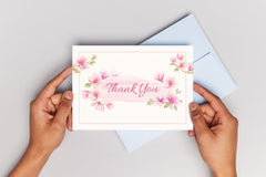 Editable Floral Pink Thank You Card | Corjl Template | Digital Download