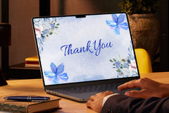 Editable Blue Rose & Butterfly Thank You Card | Elegant & Unique | Corjl Template | Instant Download
