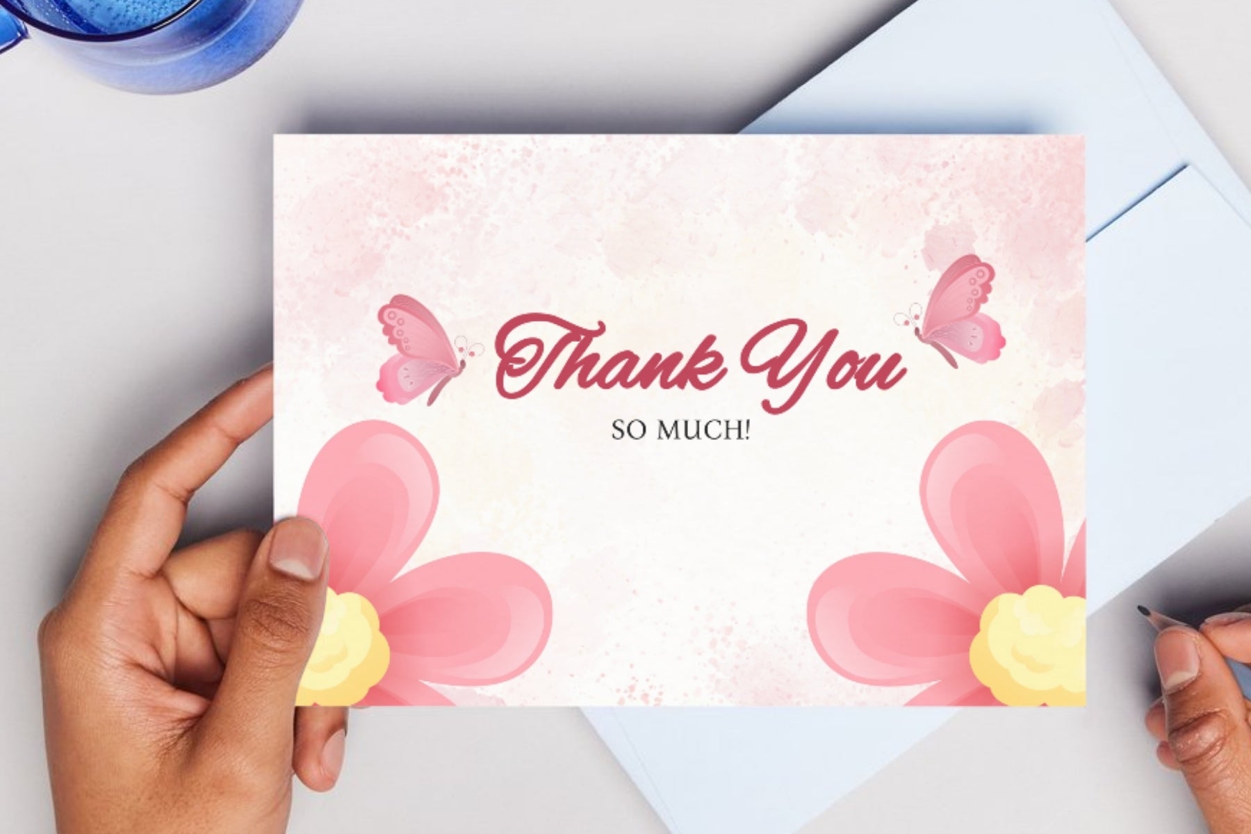 Editable Light Pink Thank You Card | Whimsical & Playful | Corjl Template | Instant Download